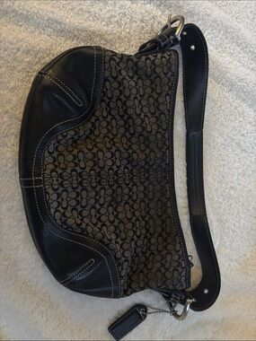 Coach Classic Black Signature Canvas Shoulder Bag